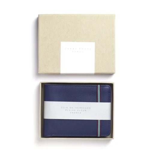 Carré Royal Leather Minimalist Wallet, Navy