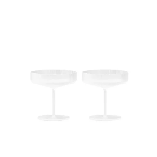 Ferm Living Ripple Champagne Saucers / Coupes, Frost - Set of 2