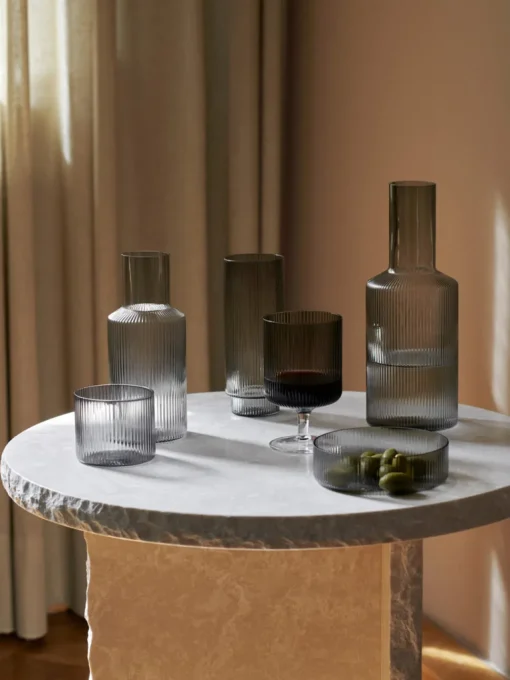 Ferm Living Ripple Long Drink Glasses, Set of 4 - Smoked Grey