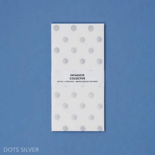 Hataguchi Collective Large Notecard + Envelope Set, Silver Dots