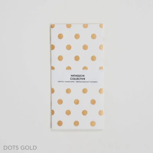 Hataguchi Collective Large Notecard + Envelope Set, Gold Dots