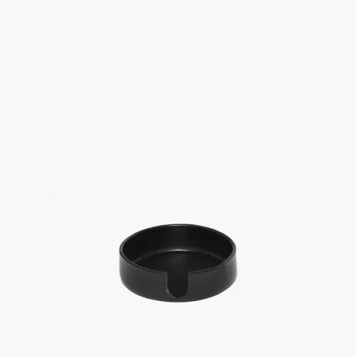 Kobon Black Leather Tray, Round