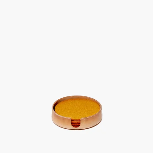 Kobon Natural Leather Tray, Round