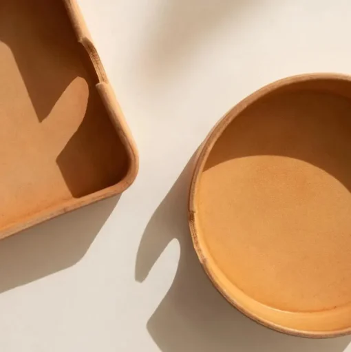 Kobon Natural Leather Tray, Round