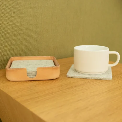 Kobon Natural Leather Tray, Square