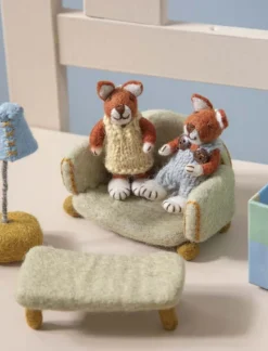 Little Felt Fox, Blue Overalls