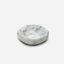 Marble Facet Tray, White Carrara Marble