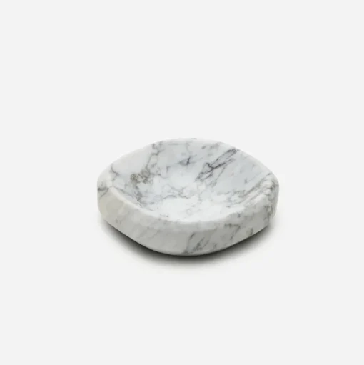 Marble Facet Tray, White Carrara Marble