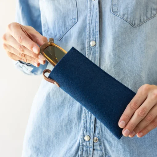 Merino Wool Felt Eyeglass Sleeve, Marine