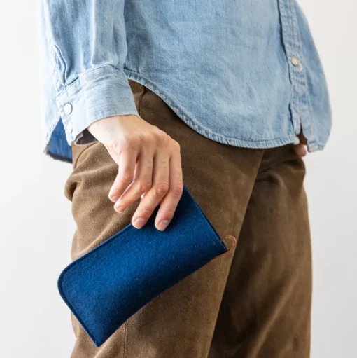 Merino Wool Felt Eyeglass Sleeve, Marine