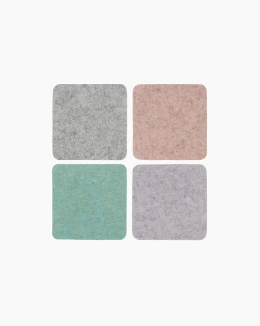 Merino Wool Felt Multi Color Coasters Set of 4, Square