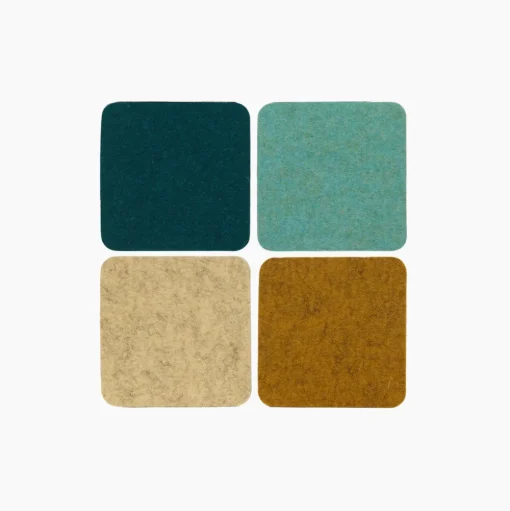 Merino Wool Felt Multi Color Coasters Set of 4, Square