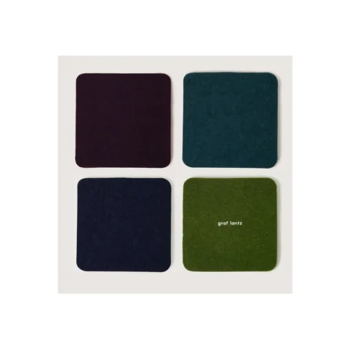 Merino Wool Felt Multi Color Coasters Set of 4, Square