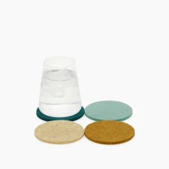 Merino Wool Felt Multi-Color Coasters Set of 4, Round
