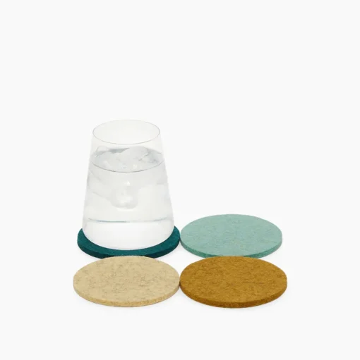 Merino Wool Felt Multi-Color Coasters Set of 4, Round