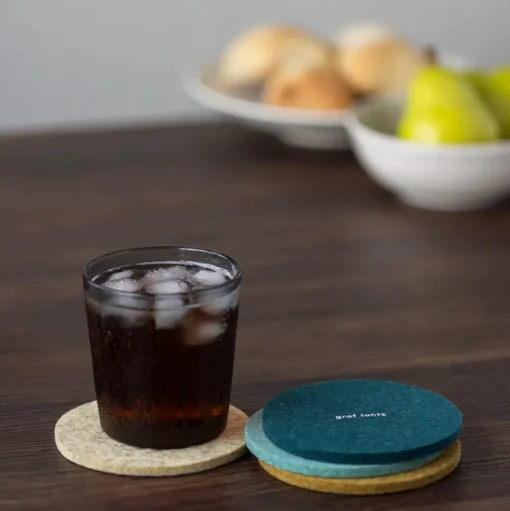 Merino Wool Felt Multi-Color Coasters Set of 4, Round