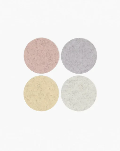 Merino Wool Felt Multi-Color Coasters Set of 4, Round