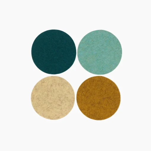 Merino Wool Felt Multi-Color Coasters Set of 4, Round