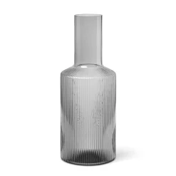 Ripple Glass Carafe, Smoked Grey
