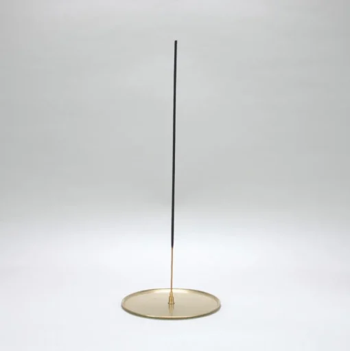 Round Flat Matte Brass Incense Holder