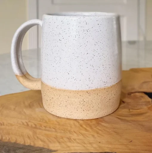 Slow Studio Ceramic Mug, White Speckled/Sandstone