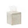 Small Merino Wool Felt Tissue Box Cover, Heather White