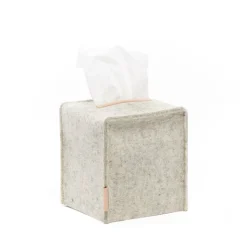 Small Merino Wool Felt Tissue Box Cover, Heather White