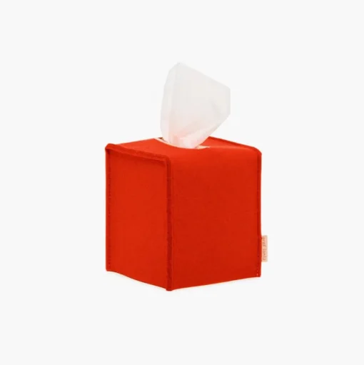 Small Merino Wool Felt Tissue Box Cover, Orange