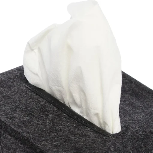 Small Merino Wool Felt Tissue Box Cover, Charcoal