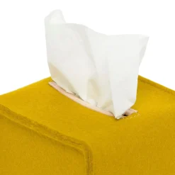 Small Merino Wool Felt Tissue Box Cover, Dijon